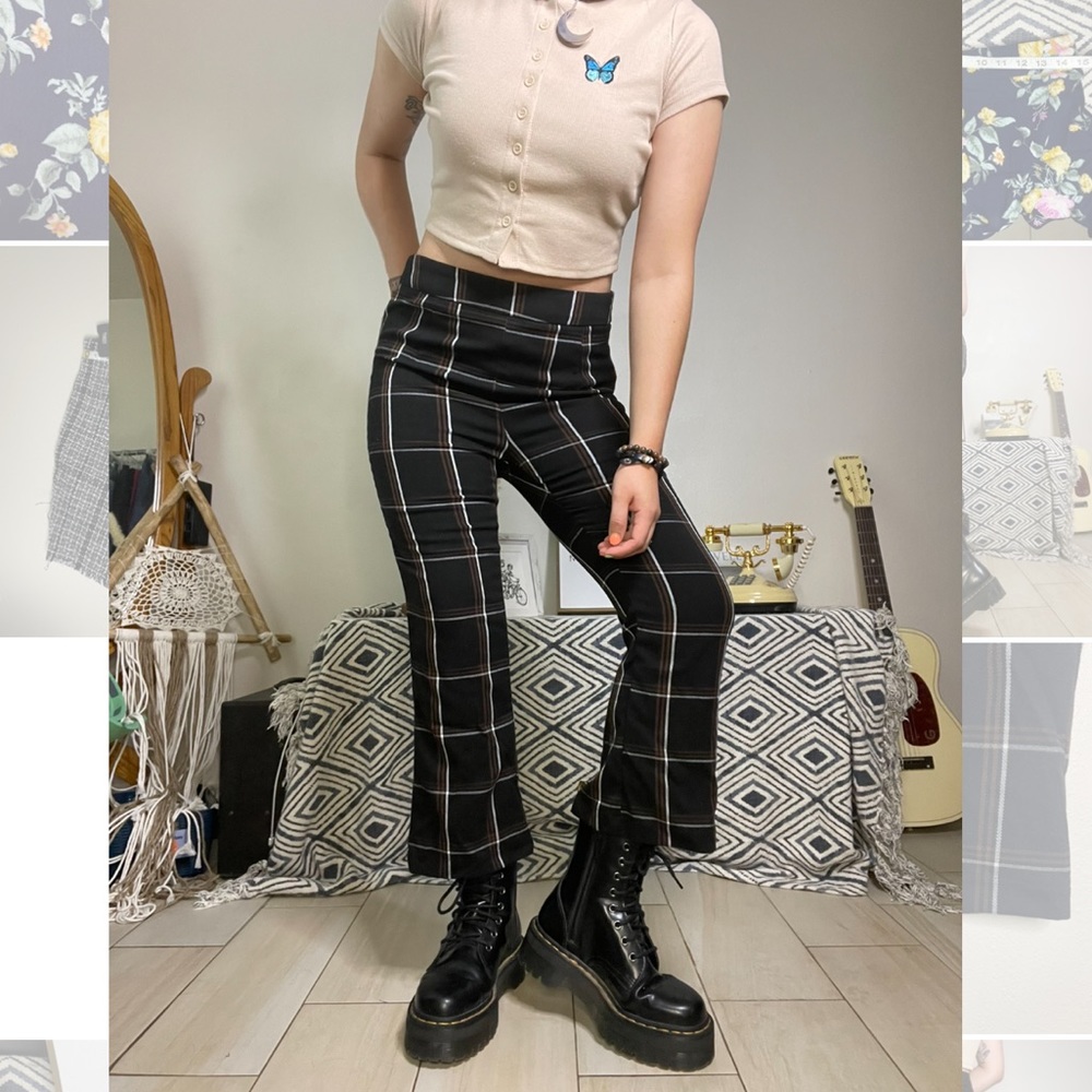 High-waisted Plaid Pants